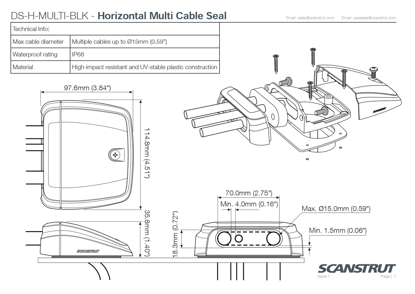 Scanstrut Horizontal Multi-Cable Seal