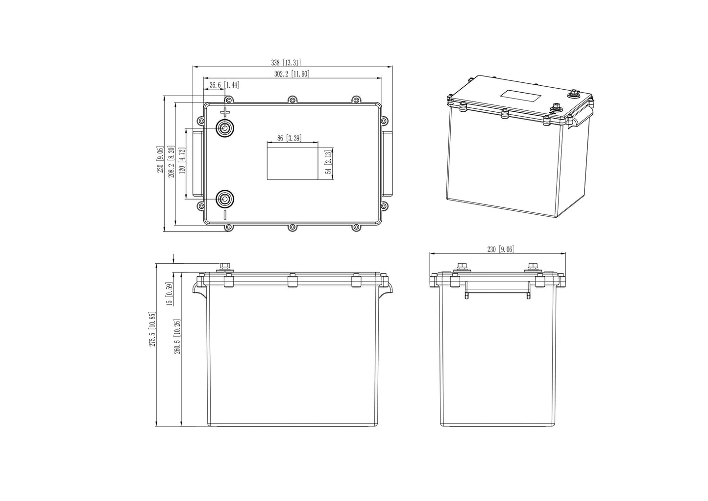 SOK 206Ah | 12V - Heated LiFePO4 Lithium Battery - Marine Version (Plastic Case)