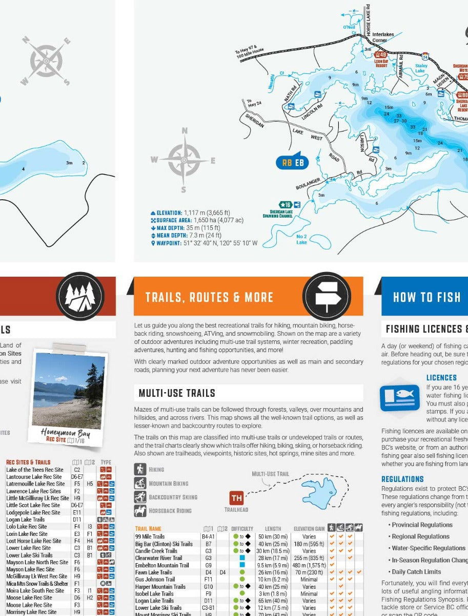 BC Fishing Highway 24 and The Land of Hidden Waters - Recreation Map