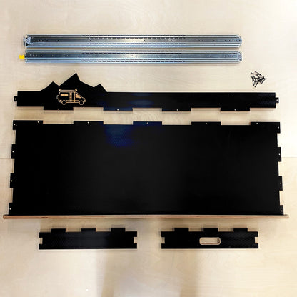 Black Hex-Plywood Slide Out Storage Tray for Bikes, Boards and Gear