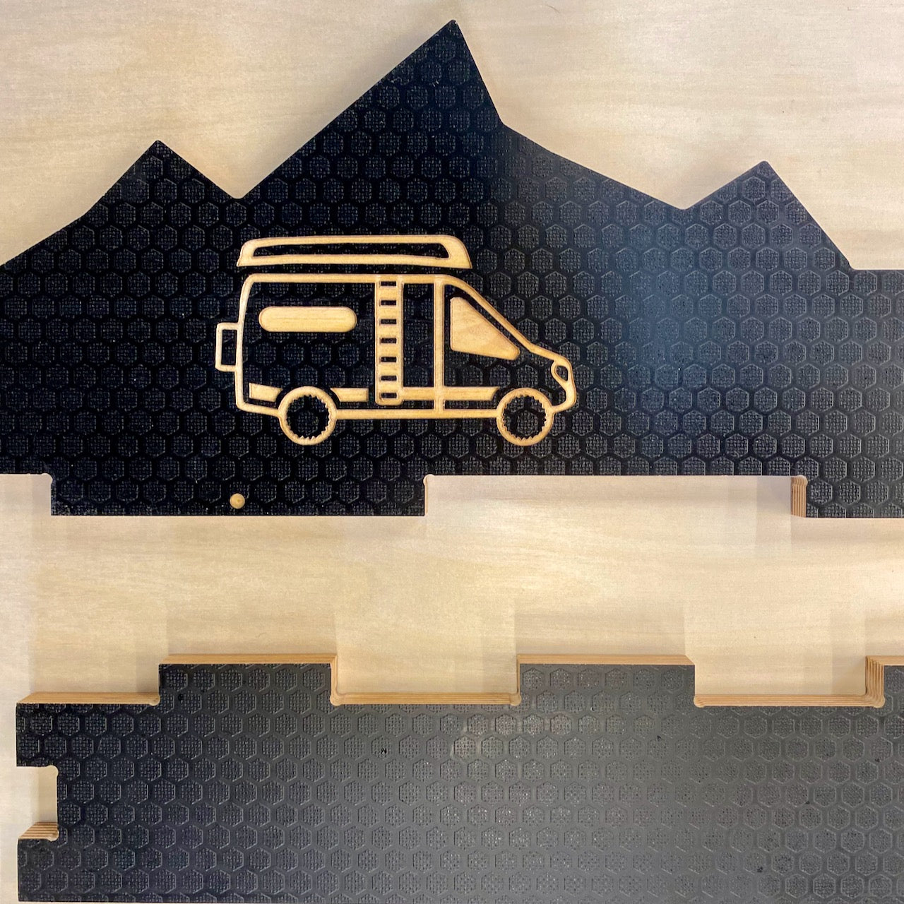 Black Hex-Plywood Slide Out Storage Tray for Bikes, Boards and Gear