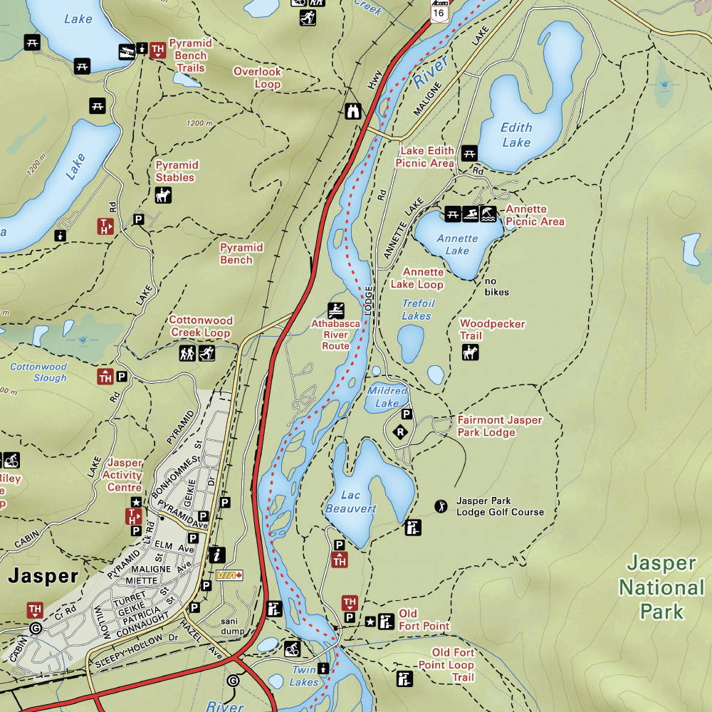 Jasper & Area (Jasper National Park Map, Alberta) - Destination Map