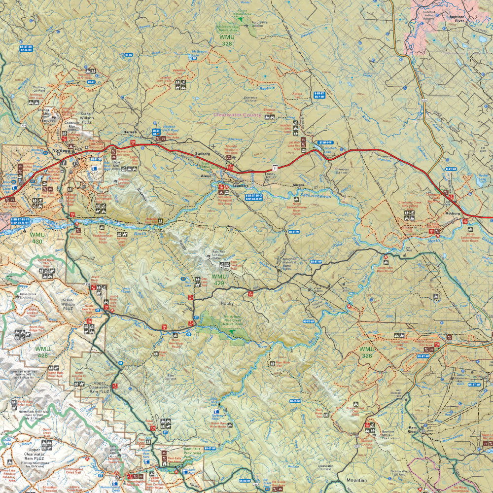 Red Deer to Nordegg, Alberta - Destination Map