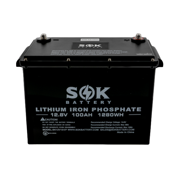 SOK 100Ah | 12V - LiFePO4 Lithium Battery - Marine Version (Plastic Case)
