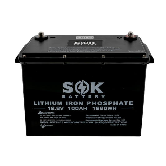 SOK 100Ah | 12V - LiFePO4 Lithium Battery - Marine Version (Plastic Case)