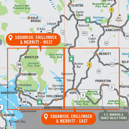 Squamish, Chilliwack & Merritt BC - Recreation Map