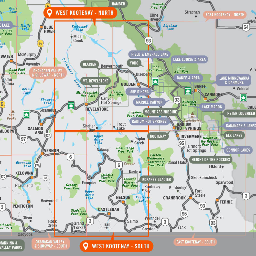 West Kootenay BC - Recreation Map