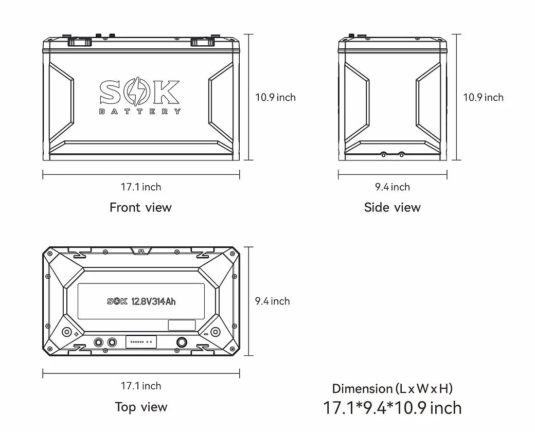 SOK 314Ah | 12V - Heated LiFePO4 Lithium Battery