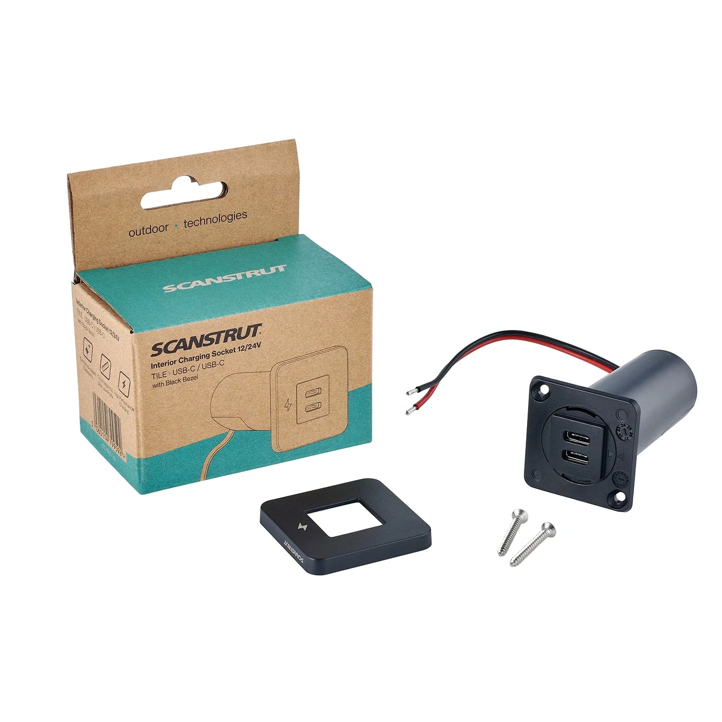 Scanstrut TILE Dual USB-C Interior Charging Socket – Black Bezel